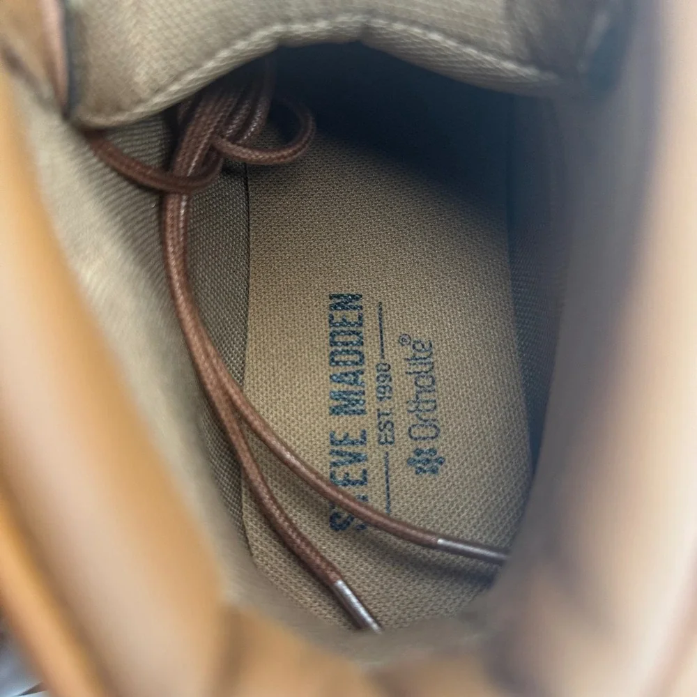 Steve Madden Mens P-Bleekr Chukka Boots Cognac Brown Ortholite Size 9 New Box